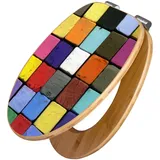 Banjado Design WC Sitz Bambus Holz Toilettendeckel Mit Absenkautomatik Klodeckel WC-Sitz Soft Close Mit Motiv Bunte Kreide