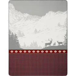 Wohndecke BIEDERLACK "Wohndecke Alp View", grau, B:150cm L:200cm, Baumwolle, Polyester, Wohndecken, mit romantischem Alpenpanorama