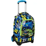 SJ Gang New Tech Trolley Puppies, Blau, Rucksack mit abnehmbarem Trolley 3 in 1, Dreifach verwendbar, Grundschule, Kind, Blau, Taglia unica, Schule, blau, Einheitsgröße, Schule