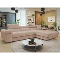 Mirjan24 Ecksofa Torezio Mini Cord, mit Bettkasten und Schlaffunktion, Einstellbare Kopfstützen, 280x170x70-90 cm (Farbe: Poso 5... - Rosa