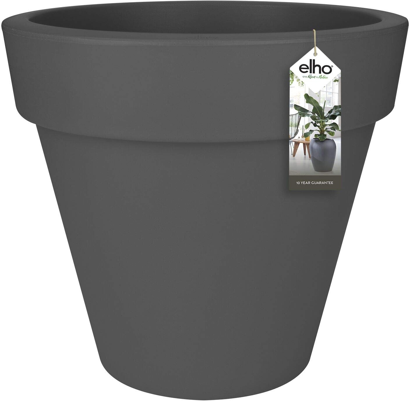 elho Pure Round 60 - Blumentopf für Innen & Außen - Ø 59.0 x H 53.6 cm - Schwarz/Anthrazit