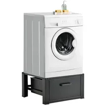 [en.casa] Waschmaschinen-Untergestell Comfortixx mit Schublade, Schwarz, 63 x 54 x 31 cm