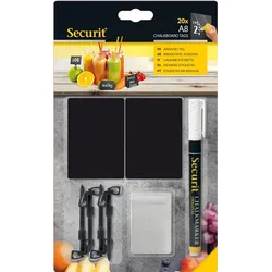 Securit Kreidetafel TAGs A8 schwarz 20 Stück inklusive Kreidemarker