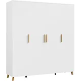 Drehtürenschrank RAUCH "Kleiderschrank Schrank Garderobe Wäscheschrank SHINJO", weiß (alpinweiß), B:187cm H:203cm T:53cm, Holzwerkstoff, Schränke, Griffe und Füße aus Massivholz, viel Stauraum MADE IN GERMANY