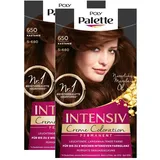 Palette POLY Intensiv Creme Coloration 5-680/650 Kastanie Stufe 3 (2 x 115 ml), permanente Coloration für bis zu 8 Wochen intensiven Farbglanz & 100% Grauabdeckung