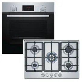 Bosch Herdset Bosch Backofen Schnellaufheizung mit Gas-Kochfeld 5 Zonen autark, 75 cm