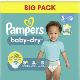 Pampers Pampers® Windeln baby-dryTM BIG PACK Größe Gr.5 (11-16 kg) für Babys und Kleinkinder (4-18 Monate), 60 St.