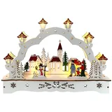 Hti-Living Lichterbogen in modernem Weiß Weihnachtsdorf mit Schneemann