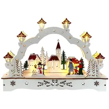 Hti-Living Lichterbogen in modernem Weiß Weihnachtsdorf mit Schneemann
