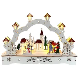 Hti-Living Lichterbogen in modernem Weiß Weihnachtsdorf mit Schneemann