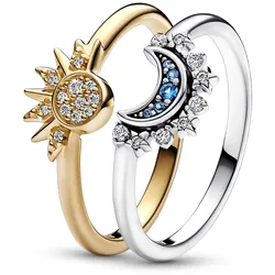 Pandora 15855 Ring-Set Himmlisch Funkelnd Sonne und Mond, 56/17,8