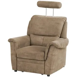 meinSofa Sessel Chris Mikrofaser 102 x 96 x 92 cm Braun mit Hocker