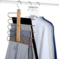 2 Hosenbügel Platzsparend & 2 Edelstahl Multifunktionsbügel – Jeansbügel für den Kleiderschrank, Hosenkleiderbügel - platzsparender Organizer