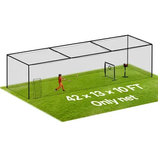 Vevor Baseball-Schlagkäfig 1270x390x308 cm, Freistehender Tragbarer Schlagkäfig mit 30-lagigem & Geknotetem HDPE & Karabinerhaken, Übungsnetz für Outdoor Indoor Garten (NUR Netz)