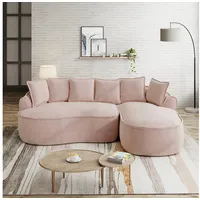 STILVORA Schlafsofa L-Form Modulares Sofa mit Chaiselongue & Kissen, Rosa rosa