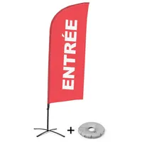 Showdown Displays Beachflag Alu Wind Komplett-Set Eingang Rot Französisch