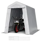 VEVOR Gerätehaus, 183x243,8x213 m, Garagenzelt aus PE, Geräteschuppen, Fahrradgarage, Gartenschuppen, Carport, Fahrradschuppen, Aufbewahrungsgarage für Motorrad, Rasenmäher, Fahrrad, grau