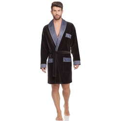 Timone Morgenmantel Herren Velour Morgenmantel 772, Baumwolle braun M