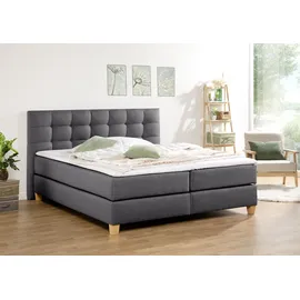 Home Affaire Boxspringbett HOME AFFAIRE "Moulay", grau (anthrazit), B:214cm L:211cm, Komplettbetten, Boxspringbett, inkl. Topper, in 3 Härtegraden, TFK auch in Härtegrad 4