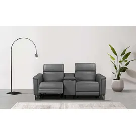 OTTO home 2-Sitzer OTTO HOME "LUND, Kinosofa, Relaxfunktion, TV-Sessel, manuell/elektrisch (USB-A)", grau, B:195cm H:97cm T:99cm, Kunstleder 100% Polyurethan, Sofas, Kopfteilverstellung, Getränkachhalter, u. Staufach