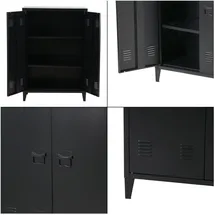 [en.casa] Oripää Aktenschrank 110 x 75 x 33 cm Schwarz