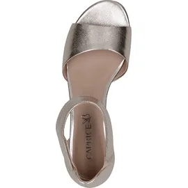 CAPRICE Damen Sandalen mit Absatz aus Leder mit Riemchen, Metallisch (Platin Metal.), 36 EU / 3,5 UK