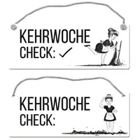 Trendaffe Kehrwoche ist erledigt Wendeschild mit Kordel Schild Türschild