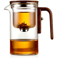 WANWEN Magische Teekanne mit Sieb, 520 Milliliter, Glas, Mittelgroß, Zauberhafte Teekanne mit Drucksteuerung