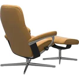 Stressless Relaxsessel STRESSLESS "Consul", gelb (honey paloma), B:82cm H:102cm T:72cm, Sessel, Relaxsessel, mit Hocker, mit Cross Base, Größe S, M & L, Holzakzent Schwarz