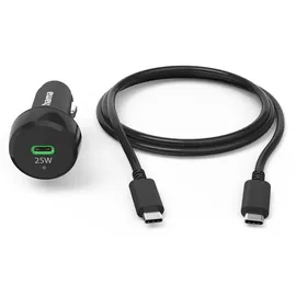 Hama Auto-Schnellladegerät mit Ladekabel USB-C, PD, 25 W, 1 m, Schwarz