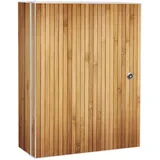 banjado XXL Medizinschrank Abschliessbar 35x46x15cm Arzneischrank weiß, Aus Metall Mit Motiv Bambusholz