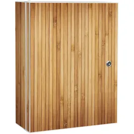 banjado XXL Medizinschrank Abschliessbar 35x46x15cm Arzneischrank weiß, Aus Metall Mit Motiv Bambusholz