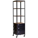 Tikamoon Bücherregal 43 x 167 x 40 cm Schwarz