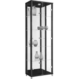 Vitrine FIF MÖBEL "OPTIMA", schwarz, B:57,5cm H:172cm T:32cm, Holzwerkstoff, Sicherheitsglas ESG, Schränke, Standvitrine, Vitrinenschrank, Glasvitrine, Sammlervitrine, LED