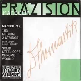 THOMASTIK-INFELD Thomastik Einzelsaite G 153mittel (1 Paar) poliertes Chromstahlband, flatwound für Mandoline Präzision Satz 154mittel