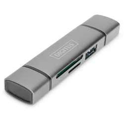 DIGITUS Dualer Kartenlesegerät Hub USB-C / USB 3.0, OTG