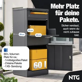 NTG Paketbox Wetterfester Stahl grau inkl. Zeitungsfach