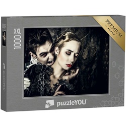puzzleYOU Puzzle Puzzle 1000 Teile XXL „Blutrünstiger Vampir beißt eine schöne Dame“, 1000 Puzzleteile, puzzleYOU-Kollektionen Vampire