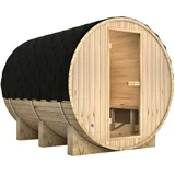 DELUKE® Fasssauna Outdoor mit Elektroofen PIET - für 6 Personen, inkl. Saunazubehör | Außensauna Gartensauna Saunafass | Mit externer Montage