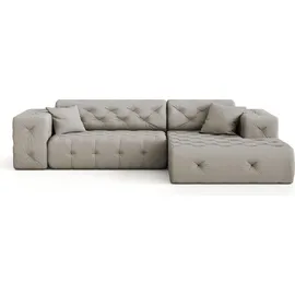 Fun Möbel Ecksofa Designersofa CHANTAL in Stoff Opera Velvet Grün Ottomane Rechts