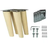 Prima-Online Möbelfuß Holzfüße gerade oder schräg Buche Schrank Beine Kegel 8 cm
