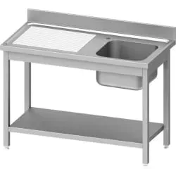 Stalgast Spültisch ECO, T 600, ein Spülbecken, AISI201 Edelstahl DST12661RA , Maße (B x T x H): 1200 x 600 x 850 mm, Becken rechts