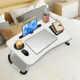 Alpstorm Klappbarer Laptoptisch mit Getränkehalter - 60x40cm Leichte Arbeitsplatte für Bett, Couch & Outdoor | Ergonomisches Design, Tragbarer Schreibtisch,Warmweiß