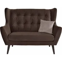 2-Sitzer HOME AFFAIRE "Hemmink", braun (braun, hellgrau), B:144cm H:107cm T:94cm, Samtvelours (100% Polyester);Luxus-Microfaser (100% Polyester);Struktur (94% Polyester, 6% Polyacryl), Sofas, mit Knopfheftung