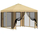 vidaXL Garten Pavillon 3 x 3 m inkl. 4 Seitenteile Creme