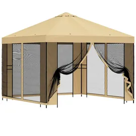 vidaXL Garten Pavillon 3 x 3 m inkl. 4 Seitenteile Creme