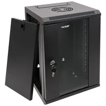 HMF 63309-02 Serverschrank 10 Zoll, 9 HE, Netzwerkschrank, Wandschrank, 10", 31,2 x 30 x 48,3 cm, Voll Montiert, Schwarz
