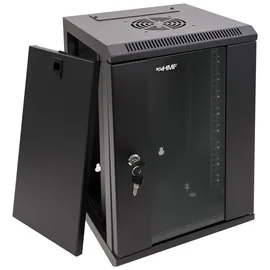 HMF 63309-02 Serverschrank 10 Zoll, 9 HE, Netzwerkschrank, Wandschrank, 10", 31,2 x 30 x 48,3 cm, Voll Montiert, Schwarz