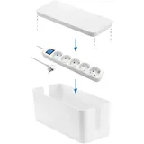 Electraline 300170 Kabel Organizer/Kabel Box mit Steckdosenleiste 5-Fach mit Schalter, Kabel 1,5m / Mehrfachsteckdose/Tischsteckdose Steckerleiste Weib