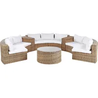 Beliani Lounge Set 9-Sitzer Rattan goldbraun/weiß